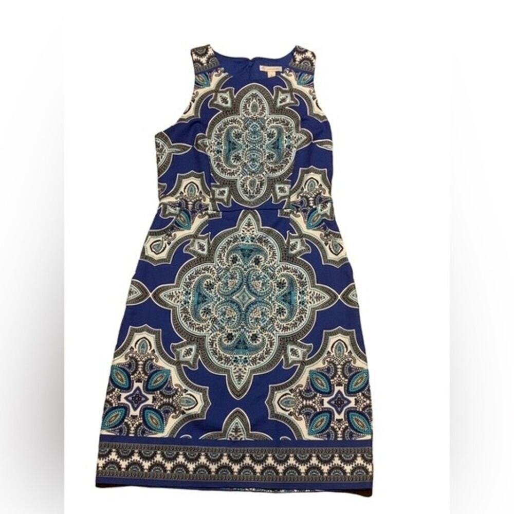 Dress‎ Barn Knee Length Dress Career Event Paisley Blue  Size 4